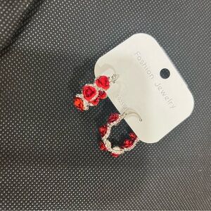 🛍️ 4 for $20 🛍️ Silver and Red Hoop Earrings